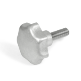 GN 6336.5 AM - Star knobs with Stainless Steel threaded bolt, Type AM, Star knob DIN 6336, Aluminium (AL), matt (ground)