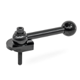 GN 918.2 - Clamping Bolts, Steel, Downward Clamping, Screw from the Operator’s Side, Type GVS with ball lever, straight (serration)
