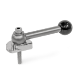 GN 918.6 - Clamping Bolts, Stainless Steel, Upward Clamping, Screw from the Operator's Side, Type GVS with ball lever, straight (serration)