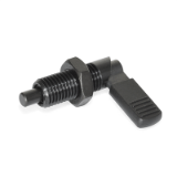 GN 721.1 - Cam action indexing plungers, Type LBK, Left-hand lock, with plastic cover, with lock nut