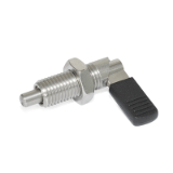 GN 721.5 - Stainless Steel-Cam action indexing plungers, Type LBK, Left-hand lock, with plastic cover, with lock nut