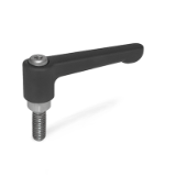 GN 302.1 - Flat adjustable hand levers, Zinc die casting, threaded stud Stainless Steel