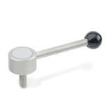GN 125.5 - Flat adjustable Stainless Steel-Tension levers, Type D, straight lever, with threaded stud
