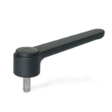 GN 126.1 - Adjustable flat tension levers, Zinc die casting, threaded stud Stainless Steel