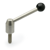 GN 212.5 - Adjustable Stainless Steel-Tension levers, Type E, angled lever, with threaded stud