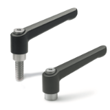 GN 300.1 - Adjustable hand levers, Handle zinc die casting / threaded stud Stainless Steel