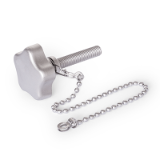 GN 5334.13 - Stainless Steel-Star knobs with loss protection with threaded stud, Type K, with ball chain