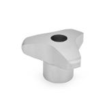 GN 5345 - Stainless Steel-Three-lobe knobs, Type D, with threaded through bore