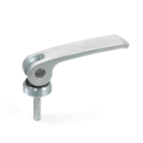 GN 927.3 - Stainless Steel-Clamping levers with eccentrical cam with threaded stud, Type A, Plastic contact plate with setting nut