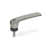 GN 927.5 - Stainless Steel-Clamping levers with eccentrical cam with threaded stud, Type A, Plastic contact plate with setting nut