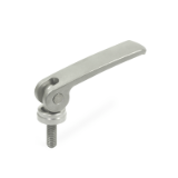 GN 927.7 - Stainless Steel-Clamping levers with eccentrical cam with threaded stud, Type A, Stainless Steel contact plate with setting nut