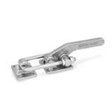 GN 852 - Stainless Steel-Latch type toggle clamps, Type T2 with mounting holes, with U-bolt latch, with catch