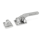 GN 852 - Stainless Steel-Latch type toggle clamps, Type T with mounting holes, without U-bolt latch, with catch