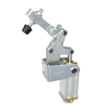 GN 862 - Toggle clamps pneumatic, with angled base, with magnetic piston, Type CPV3, U-bar version, with two flanged washers and GN 708.1 spindle assembly