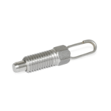 GN 717 - Stainless steel-Indexing plungers, Type D with wire loop, without lock nut