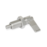 GN 721.6 - Stainless Steel-Cam action indexing plungers, Type LAK, Left-hand lock, with lock nut