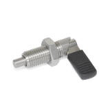 GN 721.6 - Stainless Steel-Cam action indexing plungers, Type LBK, Left-hand lock, with plastic cover, with lock nut