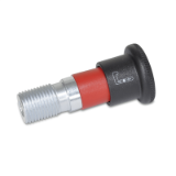 GN 816-ARK - Locking plungers, Type ARK, with knob, sleeve red, with lock nut