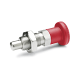 GN 817 - Stainless Steel-Indexing plungers with red knob, Type B without rest position, without lock nut