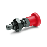 GN 817 - Indexing plungers with red knob, Type B without rest position, without lock nut