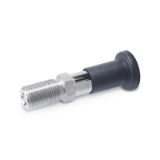 GN 817.2 - Stainless Steel-Indexing plungers, Type C without lock nut, with keyed knob