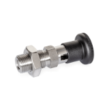 GN 818 - Stainless Steel-Indexing plungers with rest position, Type CK, with Plastic-Knob, with locknut