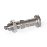 GN 818 - Stainless Steel-Indexing plungers with rest position, Type CKN, with Stainless Steel-Knob, with locknut