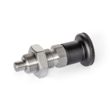 GN 818 - Stainless Steel-Indexing plungers without rest position, Type BK, with Plastic-Knob, with locknut