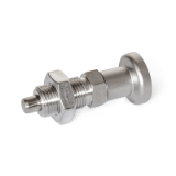 GN 818 - Stainless Steel-Indexing plungers without rest position, Type BKN, with Stainless Steel-Knob, with locknut