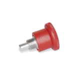 GN 822 B NI - Edelstahl-Miniraster mit rotem Knopf, Form B, ohne Rastsperre, mit Kunststoff Knopf