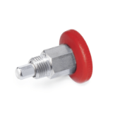 GN 822.1 B NI - Stainless Steel-Mini indexing plungers with red knob, Type B, without rest position, with plastic knob