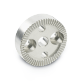 GN 187.4 A - Stainless Steel-Serrated locking plates, Type A with tapped hole d3 in the center, with two countersunk holes for cap screws