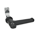 GN 115 - Latches with Operating Element, Lockable, Housing Collar Black, Type LUG Operation with lever handle (same lock), Type SUT Operation with lever handle (different lock)