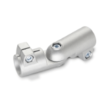 GN 286 - Swivel Clamp Connector Joints, Aluminum, with screw, stainless steel, Type T, Adjustment with 15° division (serration)