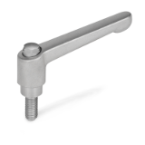 GN 911.3 - Adjustable Stainless Stee Levers with Threaded Stud, for Tube Clamp Connectors / Linear Actuator Connectors