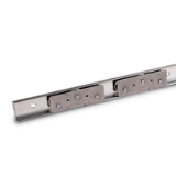 GN 1490 - Stainless Steel-Linear guide rail systems, Type B3, with two cam roller carriage with 3 rollers, Identification no. 0, without end stop