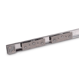 GN 1490 - Stainless Steel-Linear guide rail systems, Type B3, with two cam roller carriage with 3 rollers, Identification no. 1, with one end stop