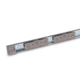 GN 1490 - Linear guide rail systems, Type B3, with two cam roller carriage with 3 rollers, Identification no. 2, with two end stops