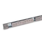 GN 1490 - Linear guide rail systems, Type B5, with two cam roller carriage with 5 rollers, Identification no. 1, with one end stop