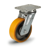 RE.F4-H - Mould-on polyurethane wheels with electro-welded steel bracket for heavy loads